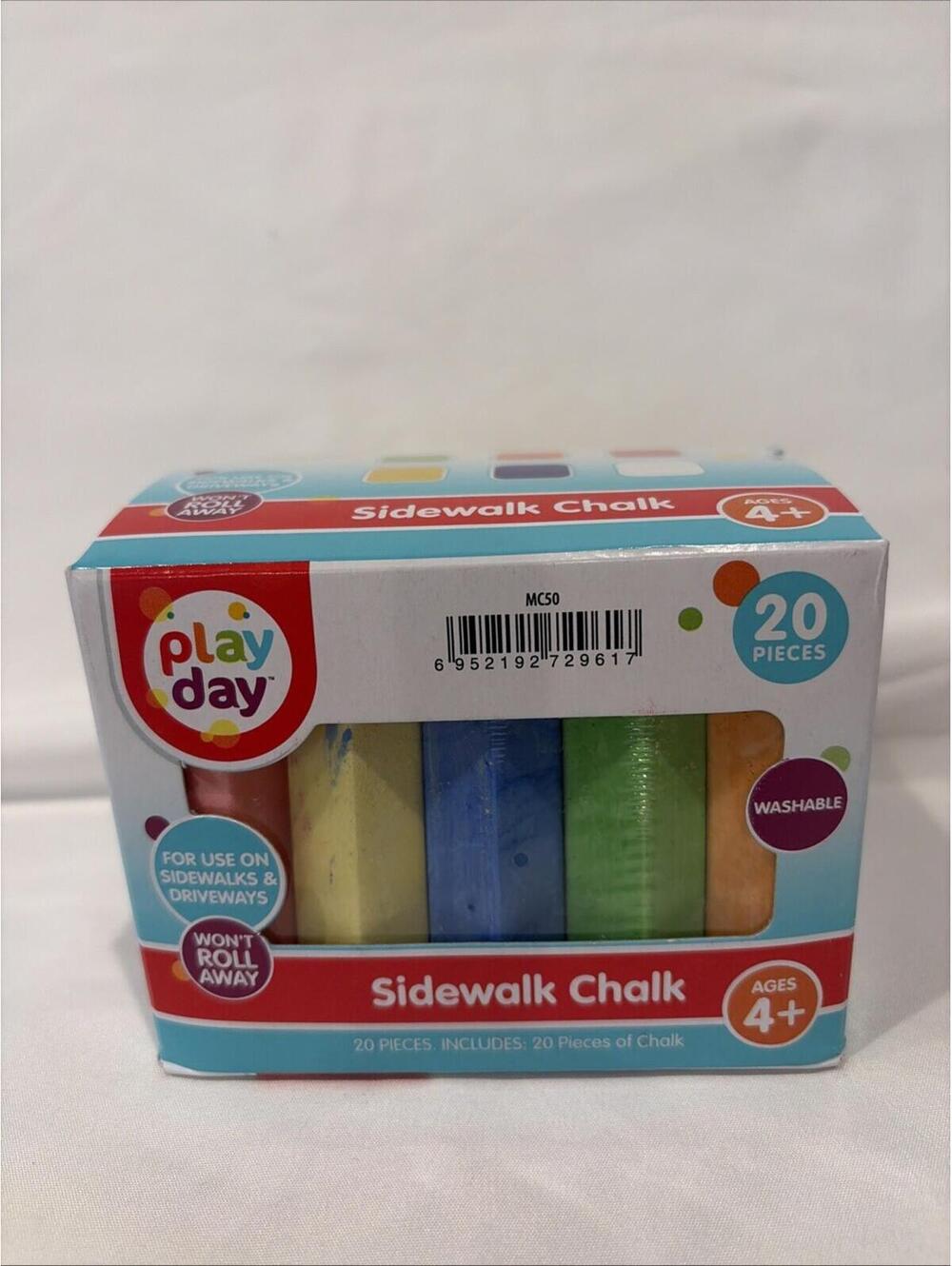 Play Day Sidewalk Chalk 20 Pieces 6 Colors NEW Sealed Original Box FREE SHIPPING